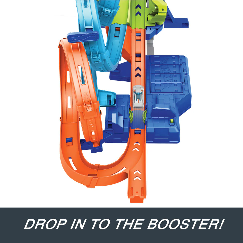 Hot Wheels Action 4-Loop Crash Out Track Set with Motorized Booster and Car Toy - Image 3