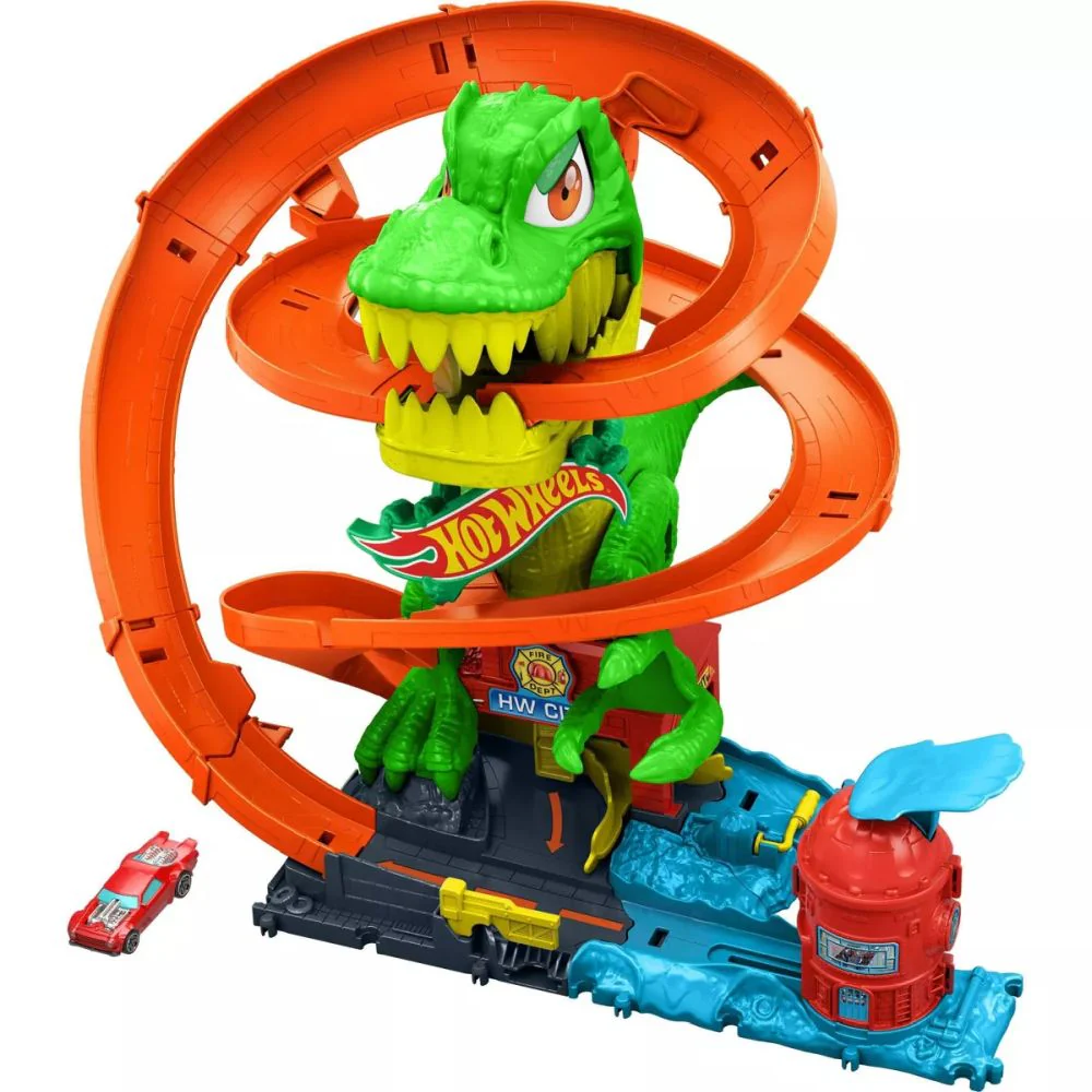 Hot Wheels City T-Rex Blaze Battle Playset & Die-Cast Car - Image 2