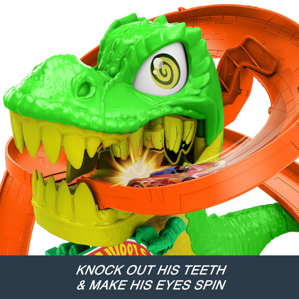Hot Wheels City T-Rex Blaze Battle Playset & Die-Cast Car - Image 4