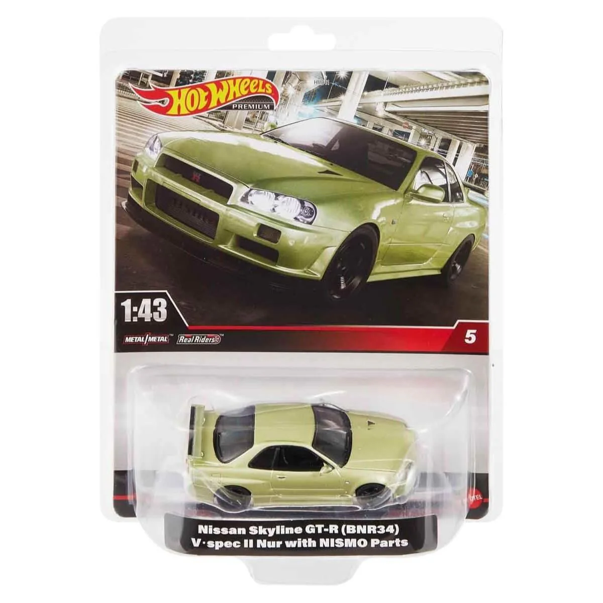 Hot Wheels Premium 1:43 Scale Nissan Skyline GT-R (BNR34) V-Spec II Nur with NISMO Parts Die Cast Car