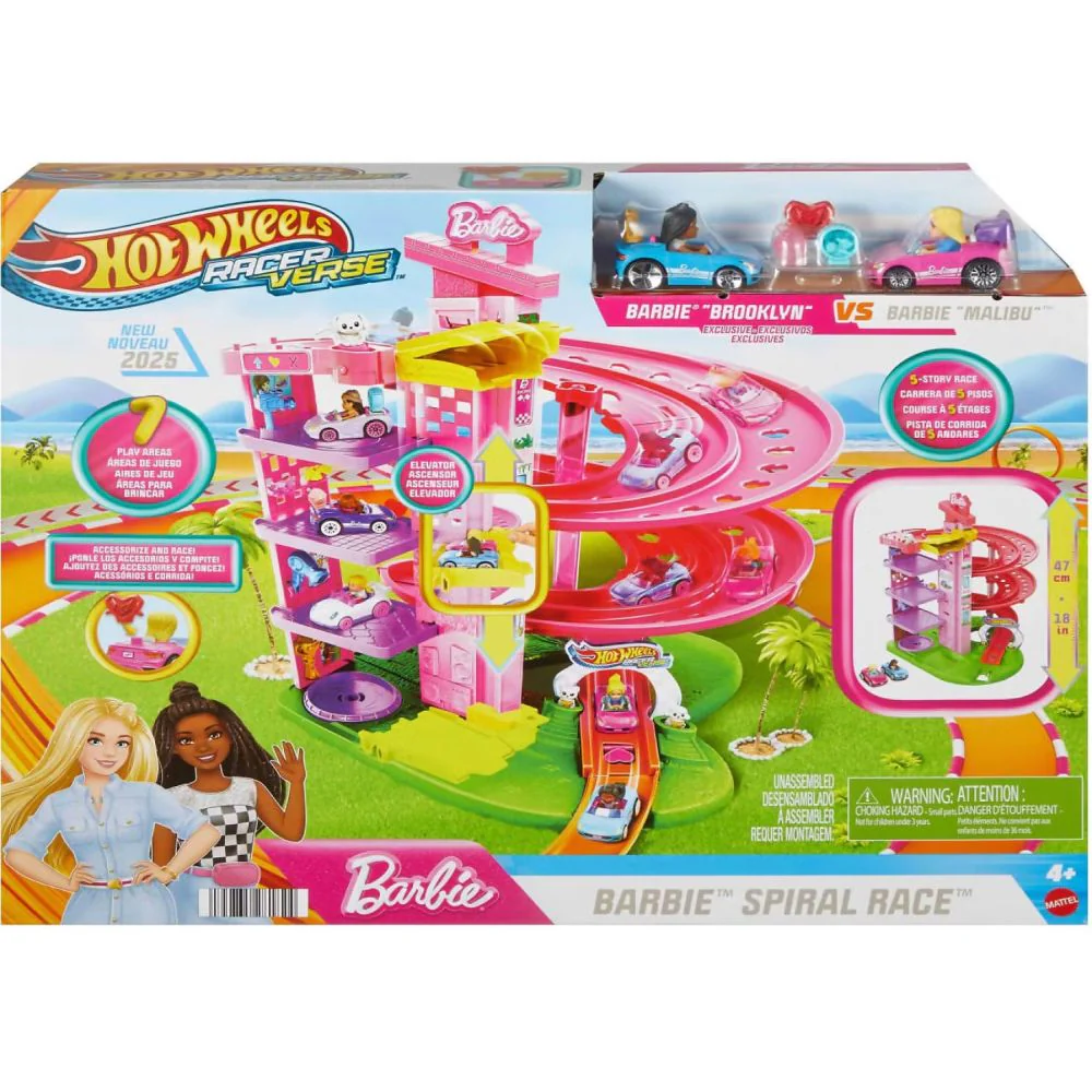 Hot Wheels RacerVerse Barbie Spiral Race Track Set
