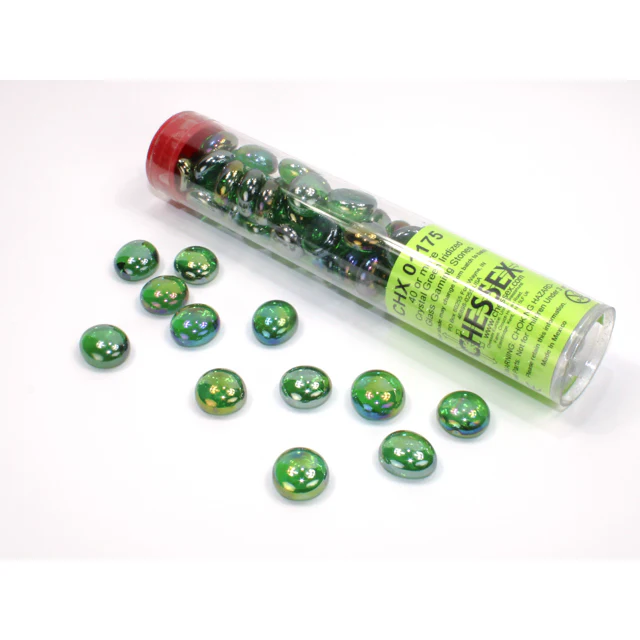 Iridized Green Glass Stones Tube
