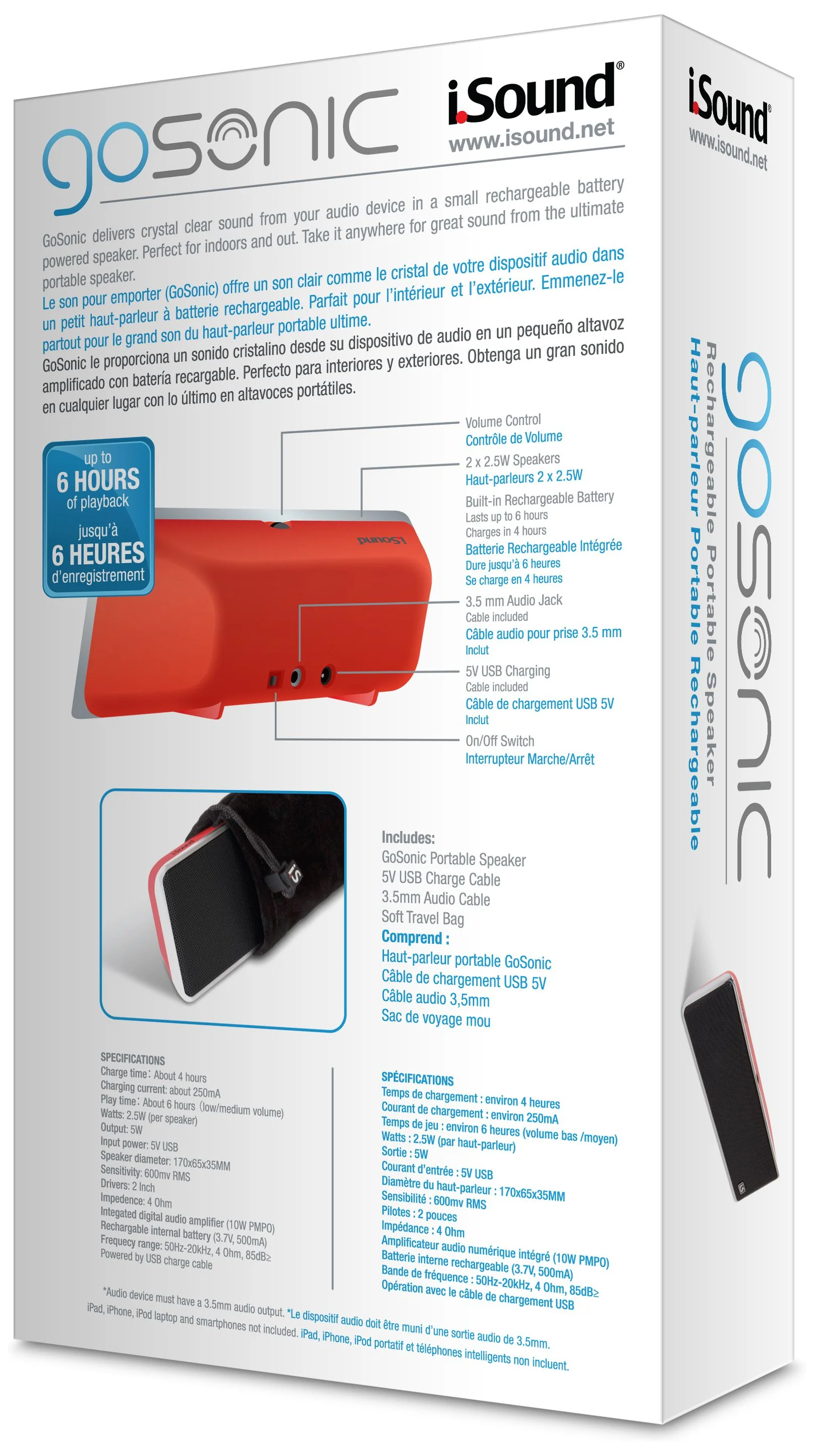 iSound - Gosonic Wired Speaker - Red - Image 2