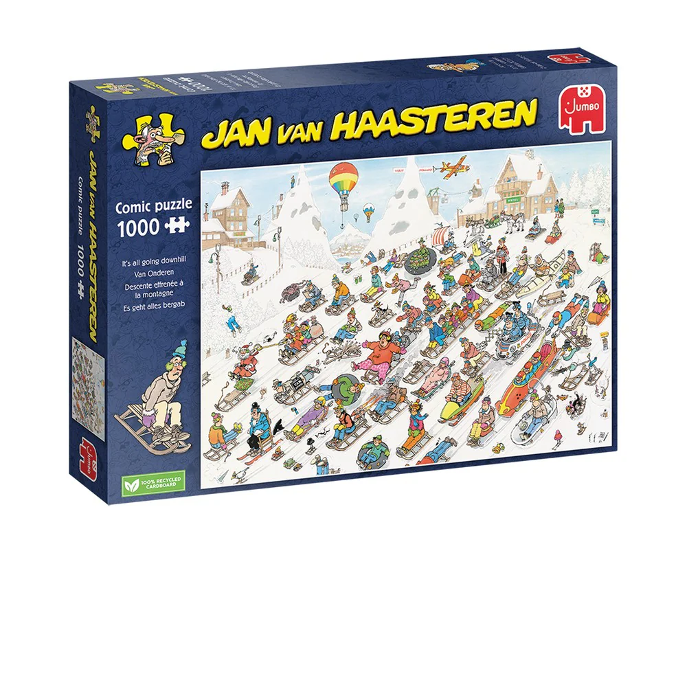 Jumbo Jan van Haasteren - All Going Downhill 1000 Piece Puzzle (Rectangular Box)