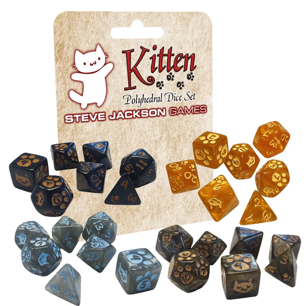 Kitten Polyhedral Dice Set Orange (Preorder)