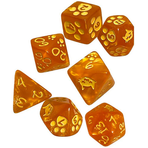 Kitten Polyhedral Dice Set Orange (Preorder) - Image 2