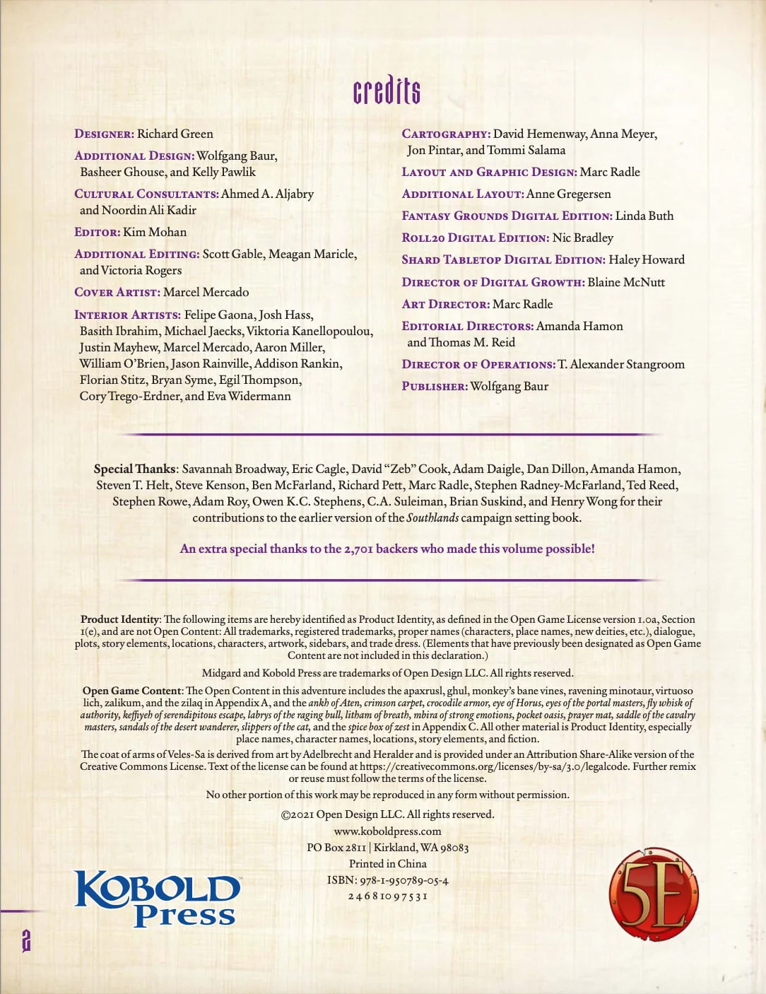 Kobold Press Southlands Worldbook for 5th Edition - Image 2