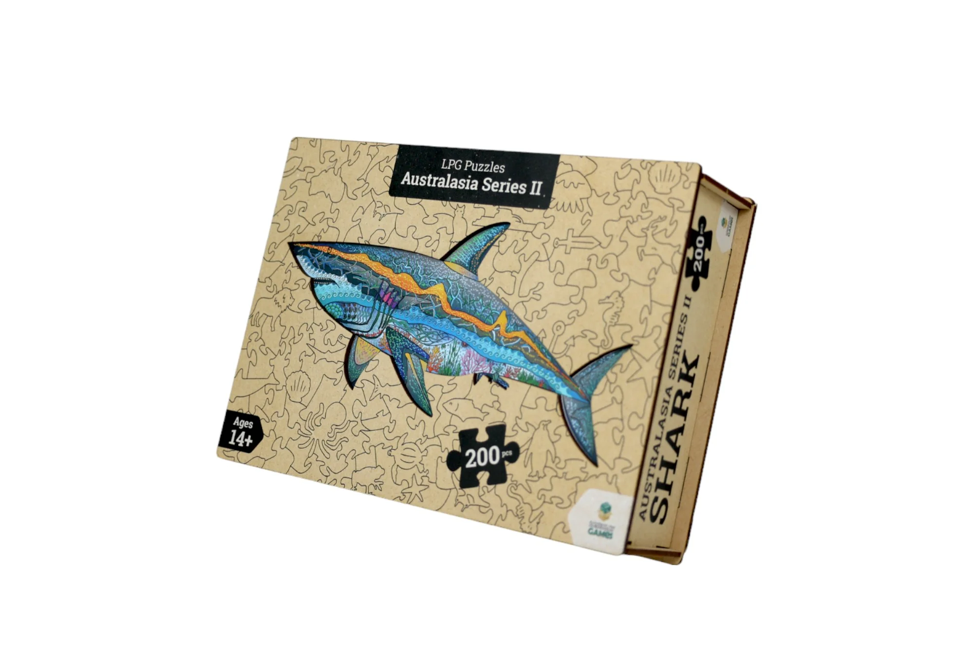 Let's Play Games Puzzles Wooden Oceania Animals Series 2 Shark - 200 piece Puzzle