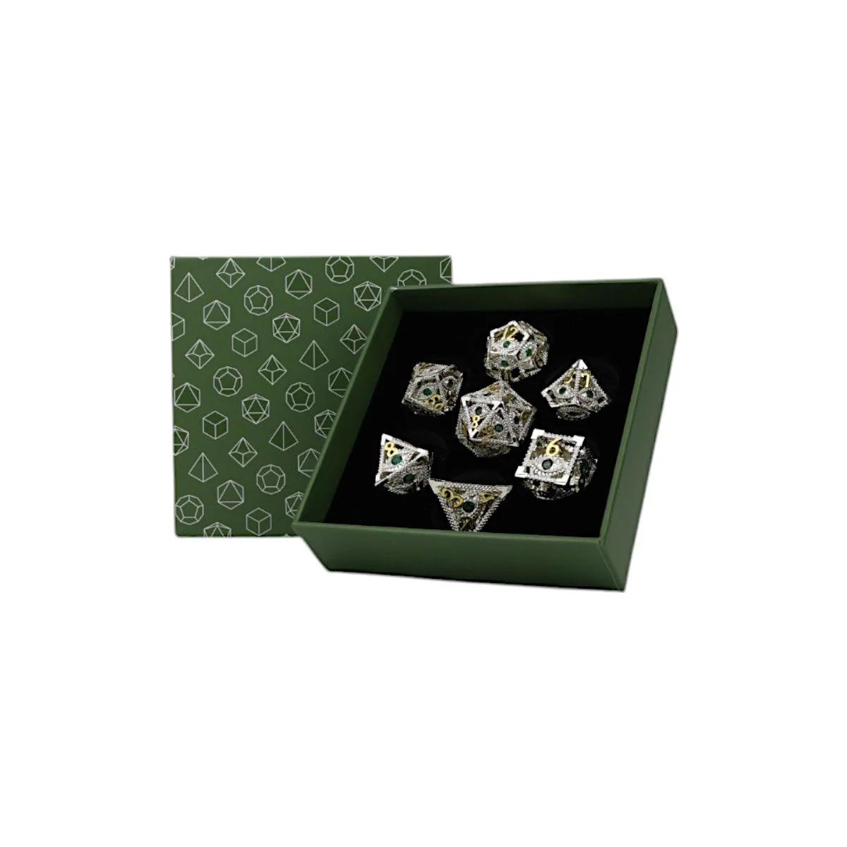 Let's Play Games - Scaled Eye RPG Dice Set - Steel/Green