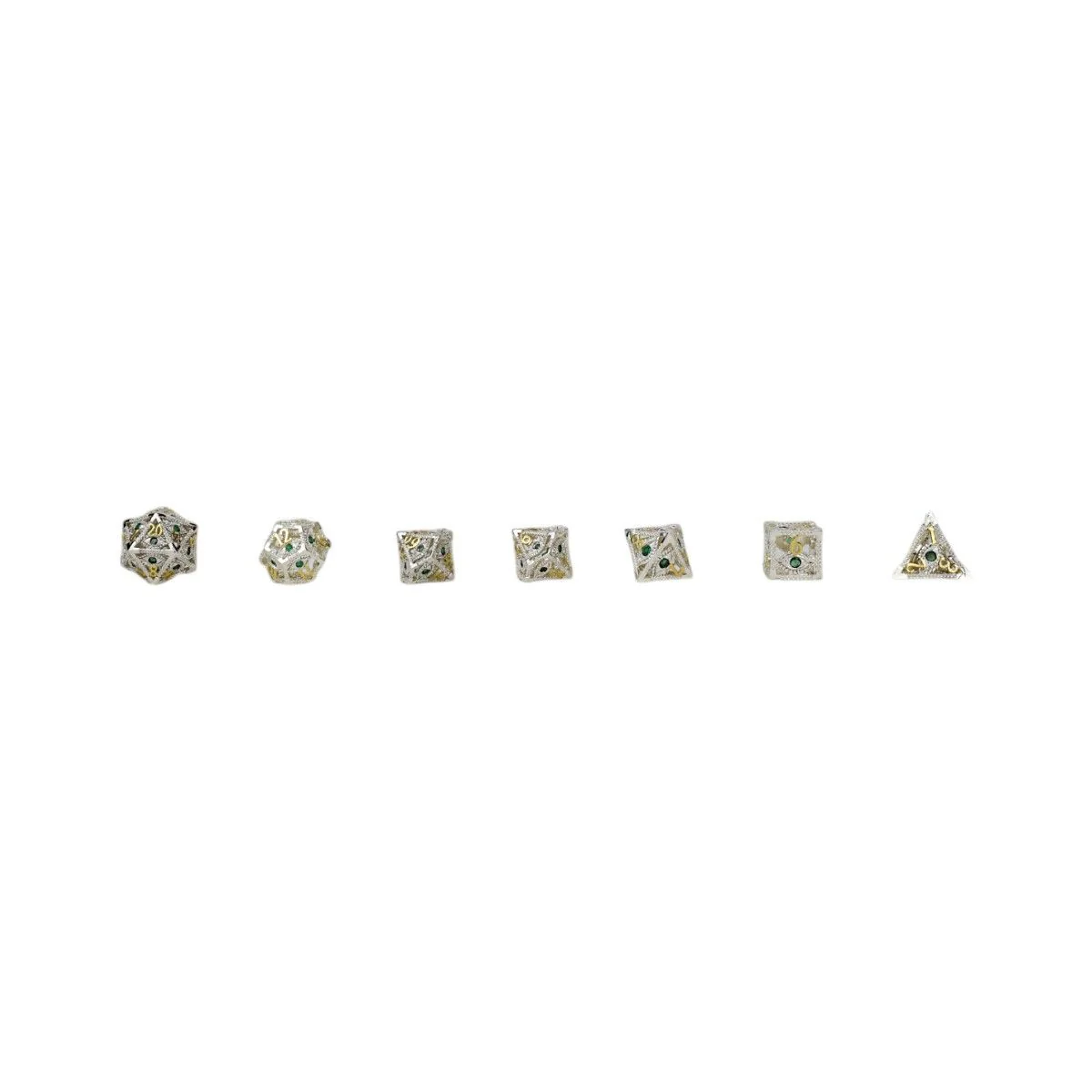 Let's Play Games - Scaled Eye RPG Dice Set - Steel/Green - Image 2