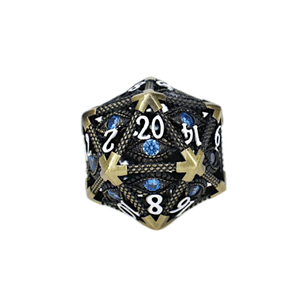 LPG Dice Scaled Eye Dice Set Tarnished Gold/Blue - Image 2