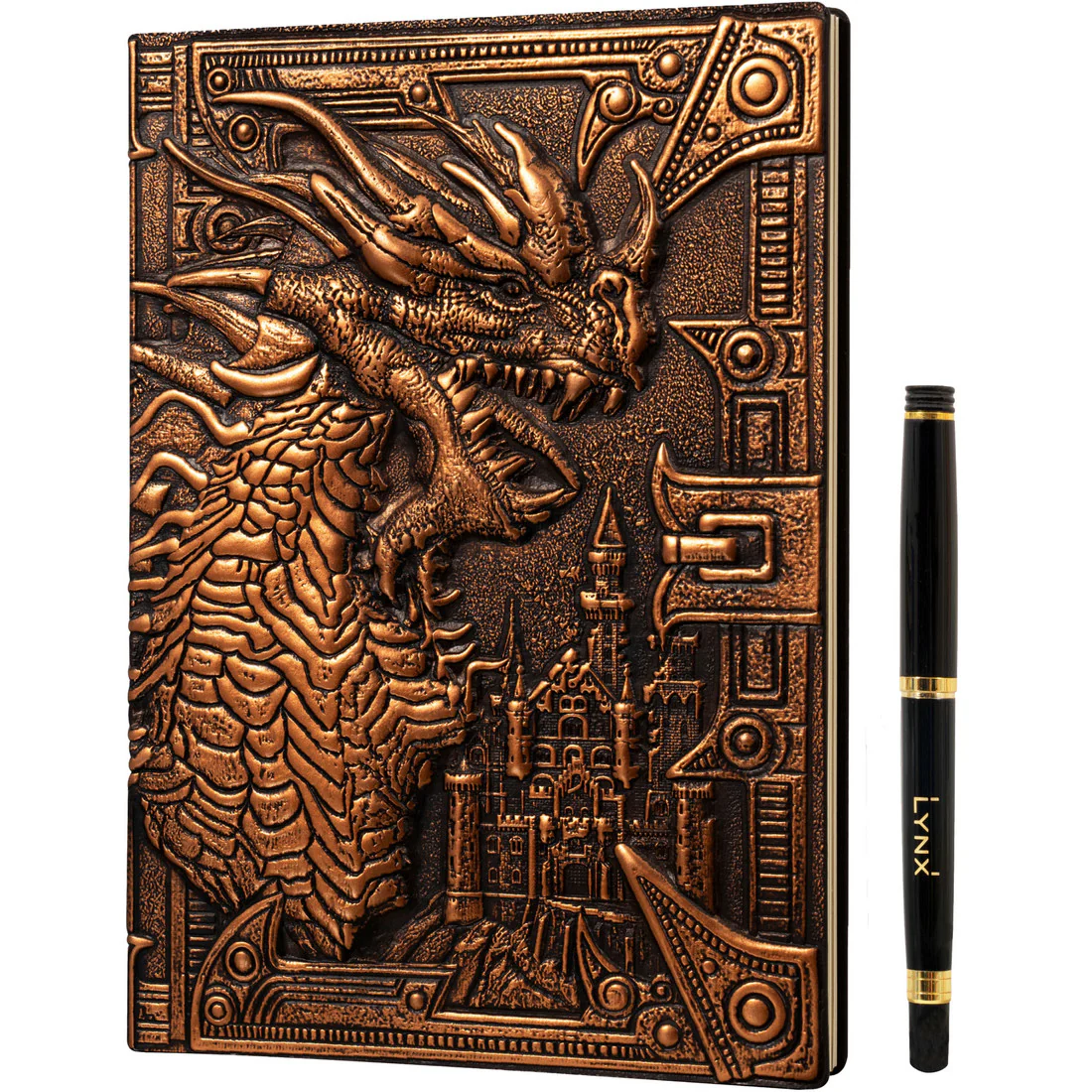 Lynx 3D Faux-Leather Notebook/Journal - Bronze Dragon