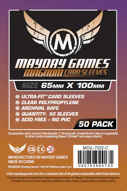 Mayday Games 7 Wonders Purple Backed Magnum Ultra Fit Card Sleeve 65mm x 100mm