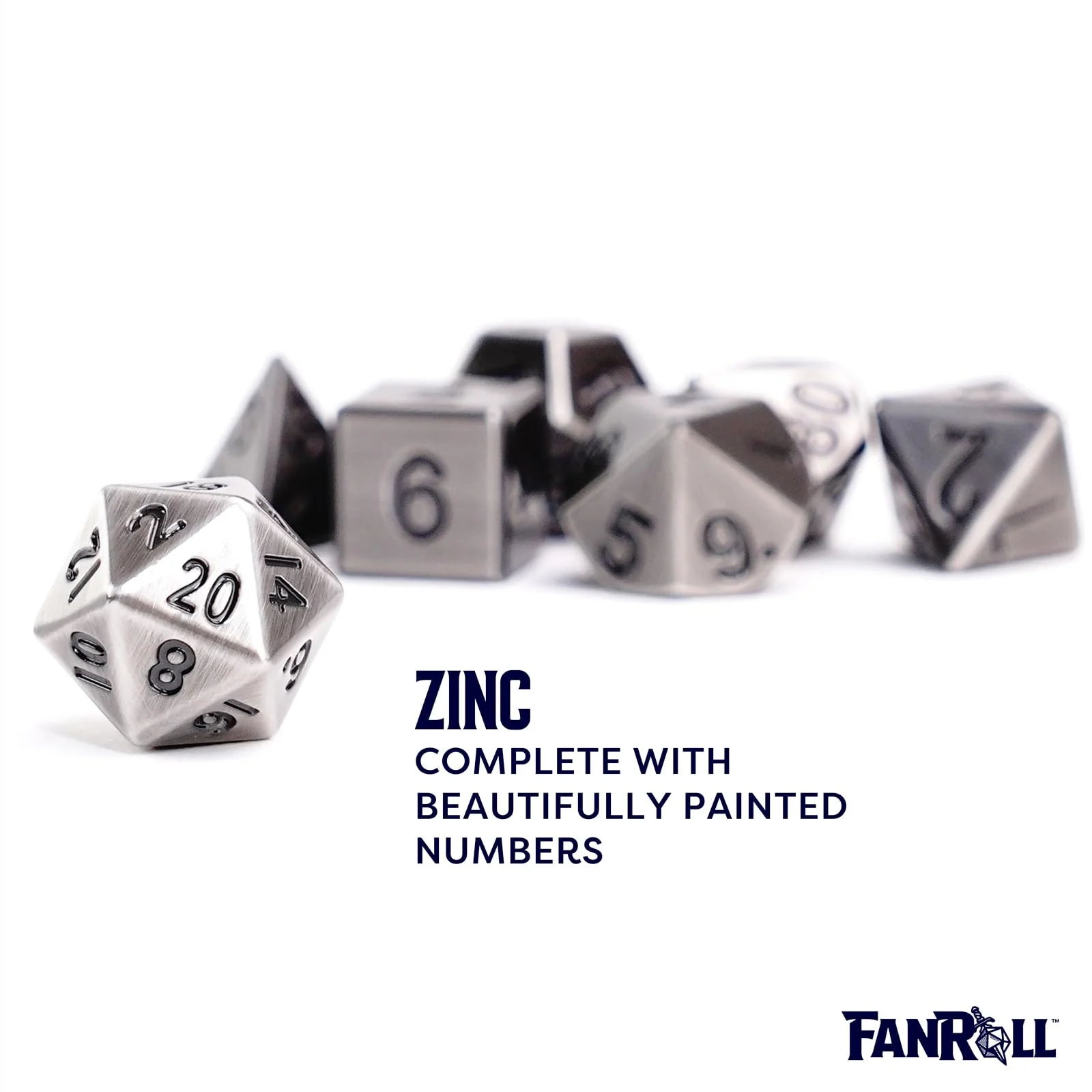 MDG 16mm Metal Polyhedral Dice Set: Antique Silver - Image 3