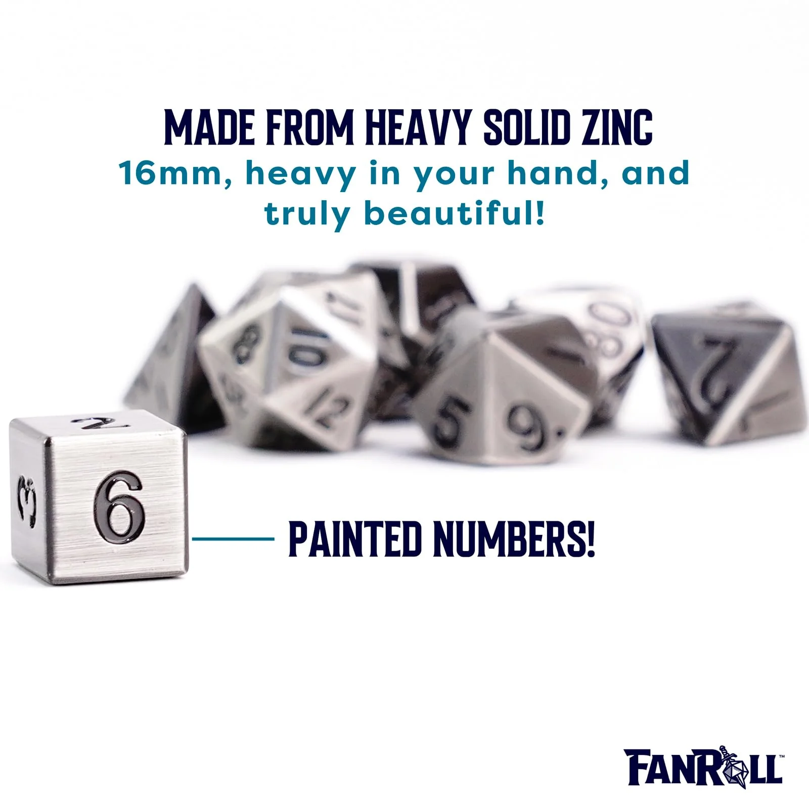 MDG 16mm Metal Polyhedral Dice Set: Antique Silver - Image 4