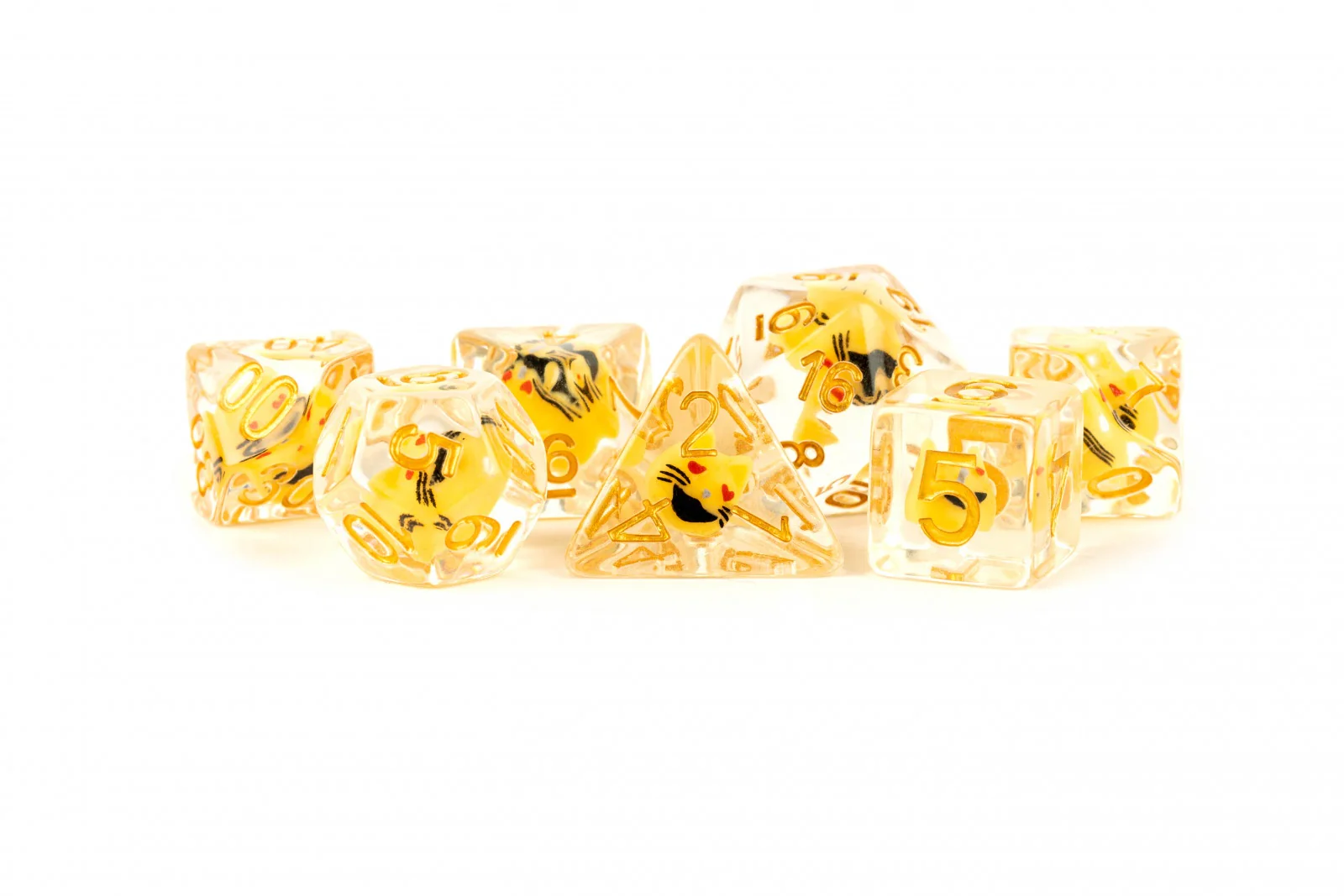 Metallic Dice Games Resin 16mm Poly Dice Set - Cat Dice