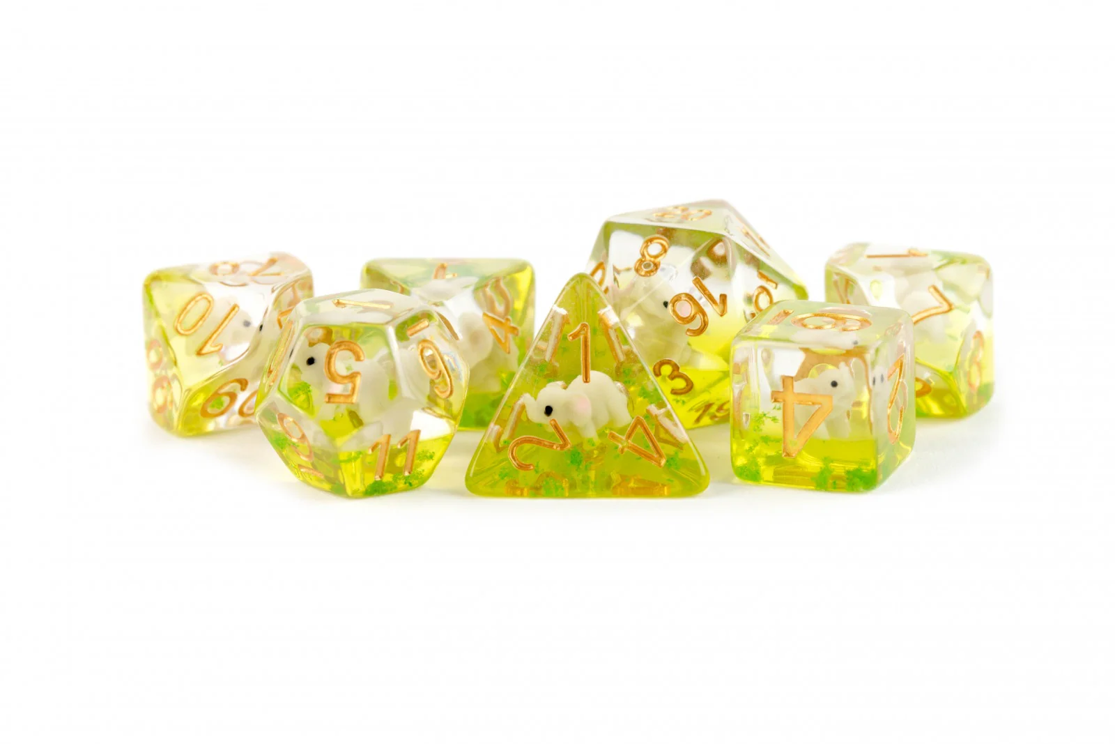 Metallic Dice Games Resin 16mm Poly Dice Set - Elephant Dice
