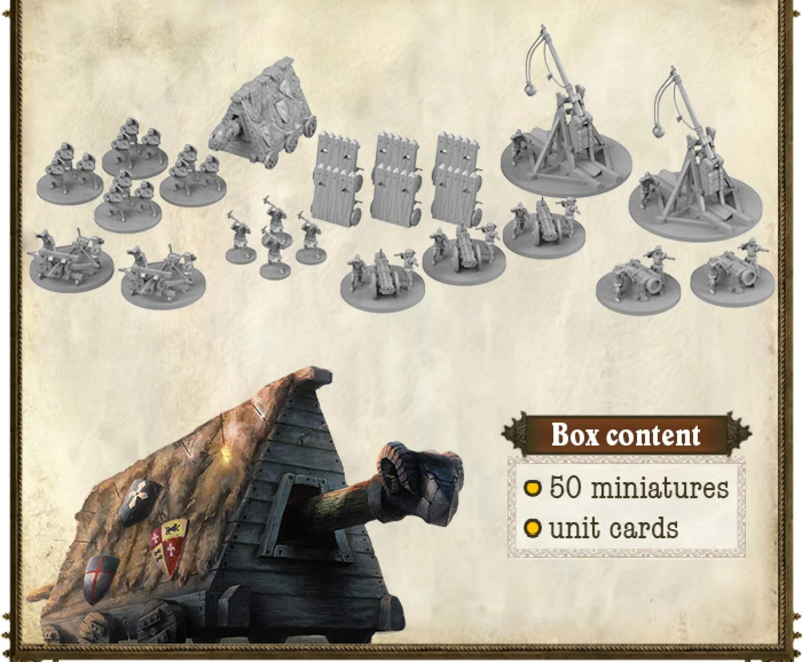 Mythic Games Time of Legends: Joan of Arc Siege Equipment Expansion Extra Miniatures
