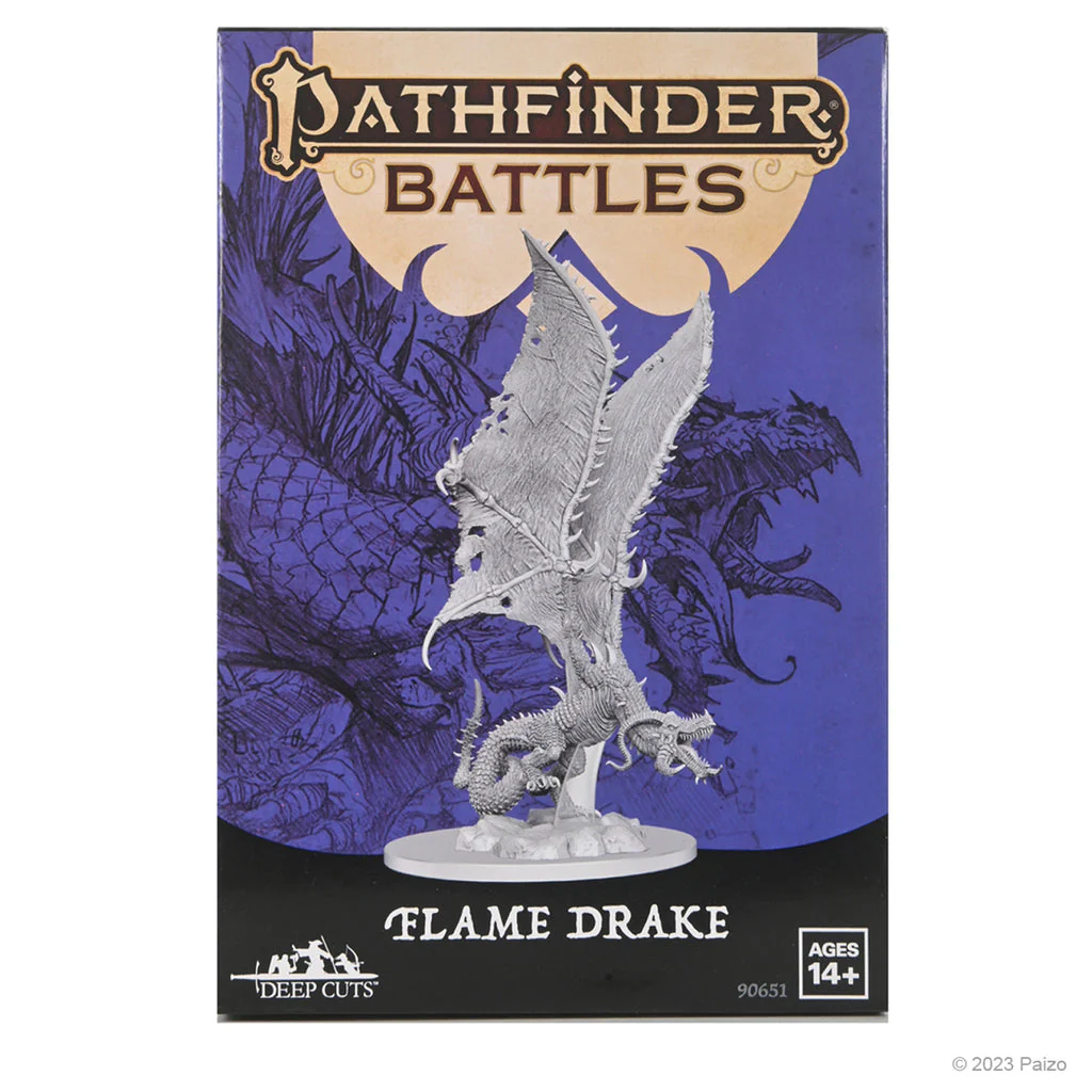 Pathfinder Battles Deep Cuts: Flame Drake Unpainted Miniature