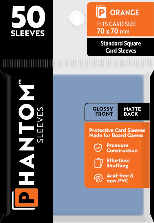 Phantom Sleeves: Orange Size (70mm x 70mm) - Gloss/Matte (50)