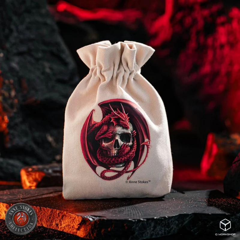 Q Workshop - Anne Stokes Dice Pouch - Skull Embrace - Image 3