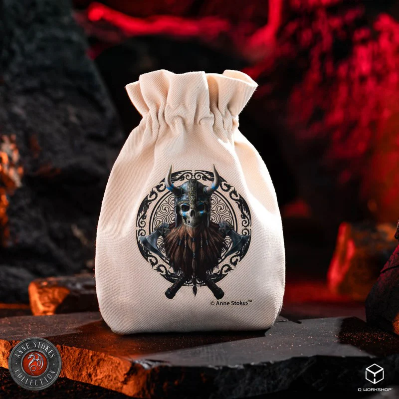 Q Workshop - Anne Stokes Dice Pouch - Viking Skull - Image 2