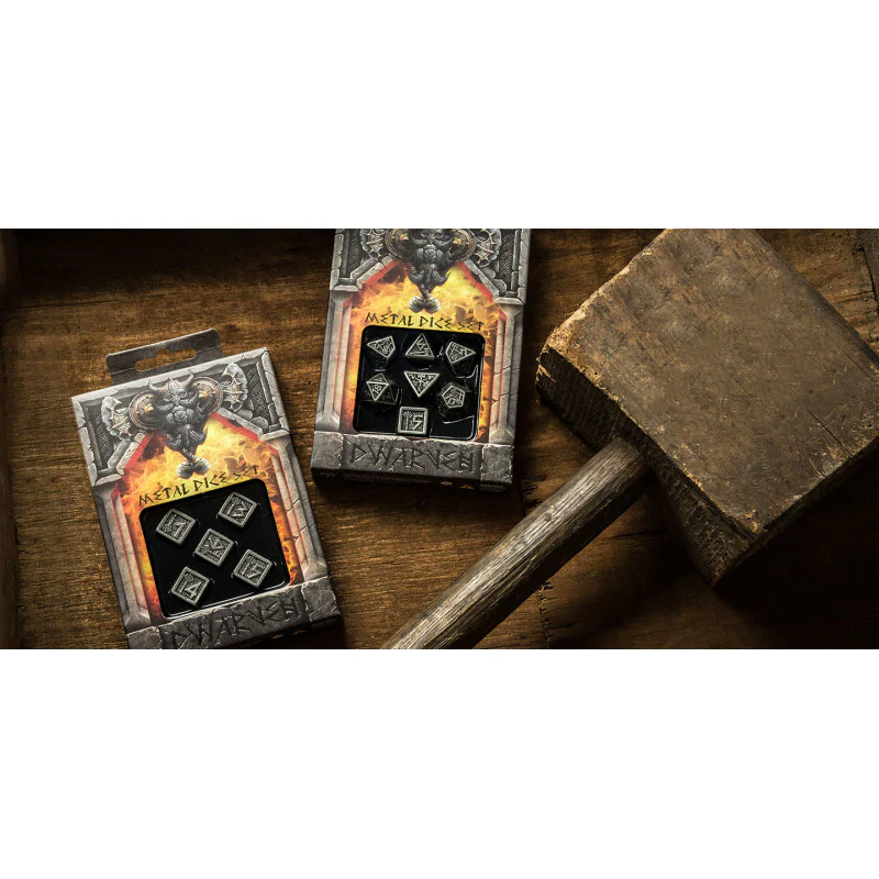 Q Workshop - Dwarven Metal RPG Dice Set - Black - Image 3