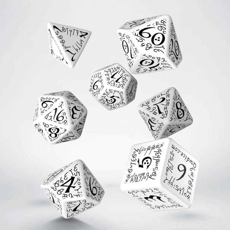 Q Workshop - Elvish RPG Dice Set - White/Black - Image 2