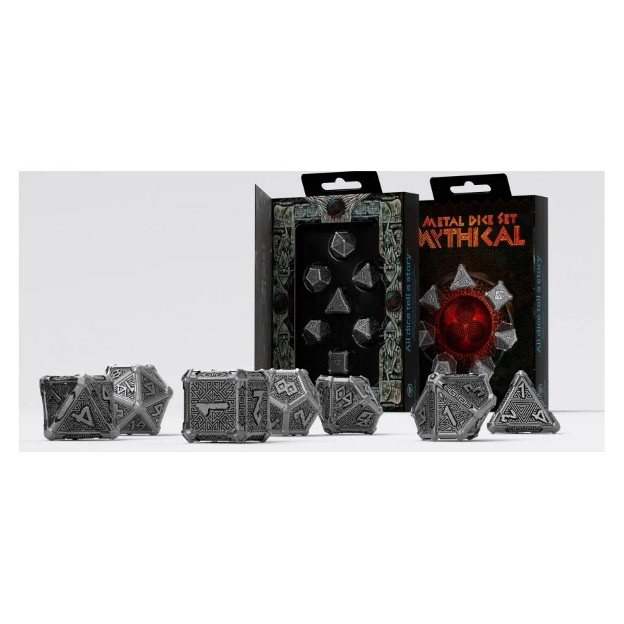 Q Workshop - Metal Mythical RPG Dice Set - Silver/Black