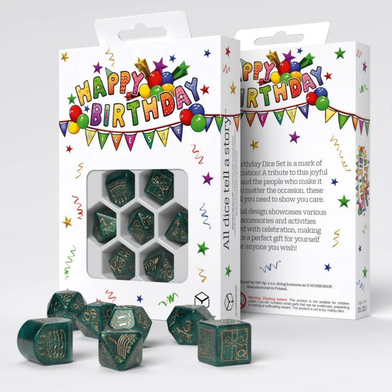 Q Workshop’s - Happy Birthday RPG Dice Set - Balloons