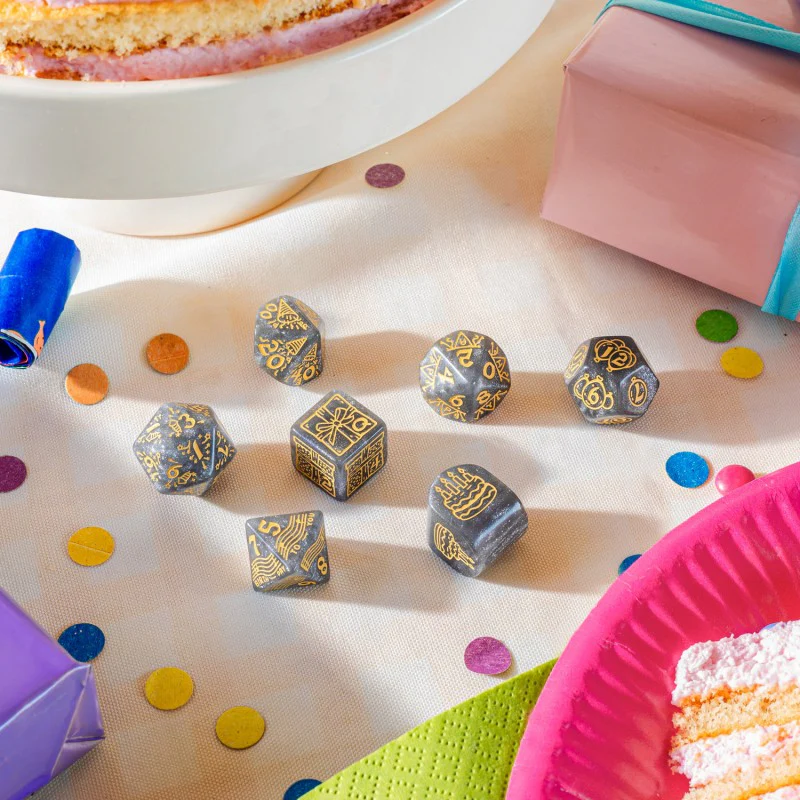 Q Workshop’s - Happy Birthday RPG Dice Set - Confetti - Image 3