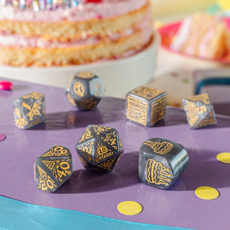 Q Workshop’s - Happy Birthday RPG Dice Set - Confetti - Image 4