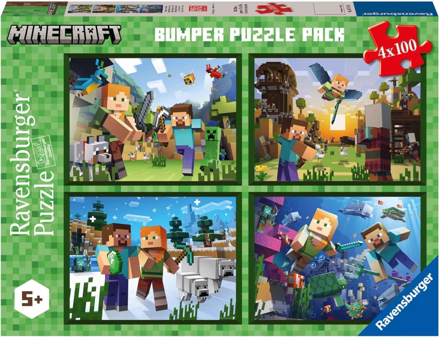 Ravensburger - Minecraft Bumper Pack 4x100 Piece Jigsaw