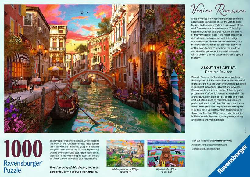 Ravensburger - Venice Romance - 1000 Piece Jigsaw New Version - Image 3