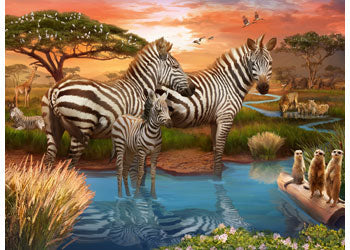 Ravensburger - Zebras at Waterhole Puzzle 500 Pieces - Image 2