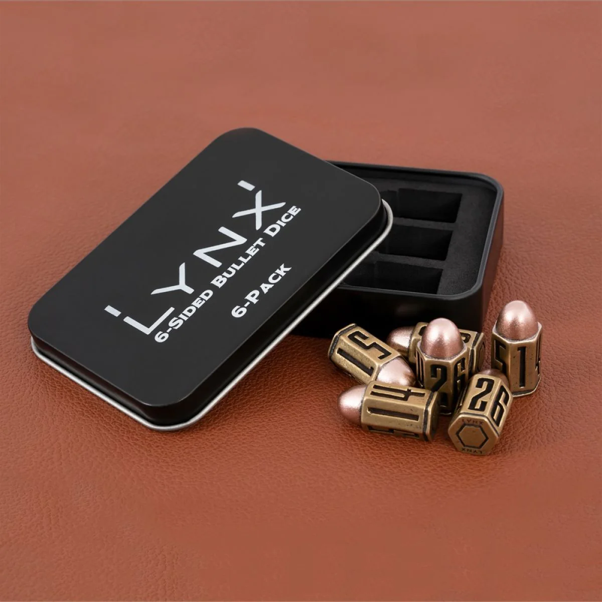 Six D6 Bullet Dice Set in Brass Metal (Preorder) - Image 3