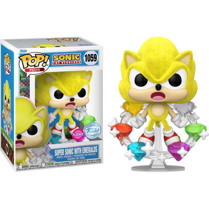 Sonic - Super Sonic with Emeralds US Exclusive Flocked Pop! Vinyl