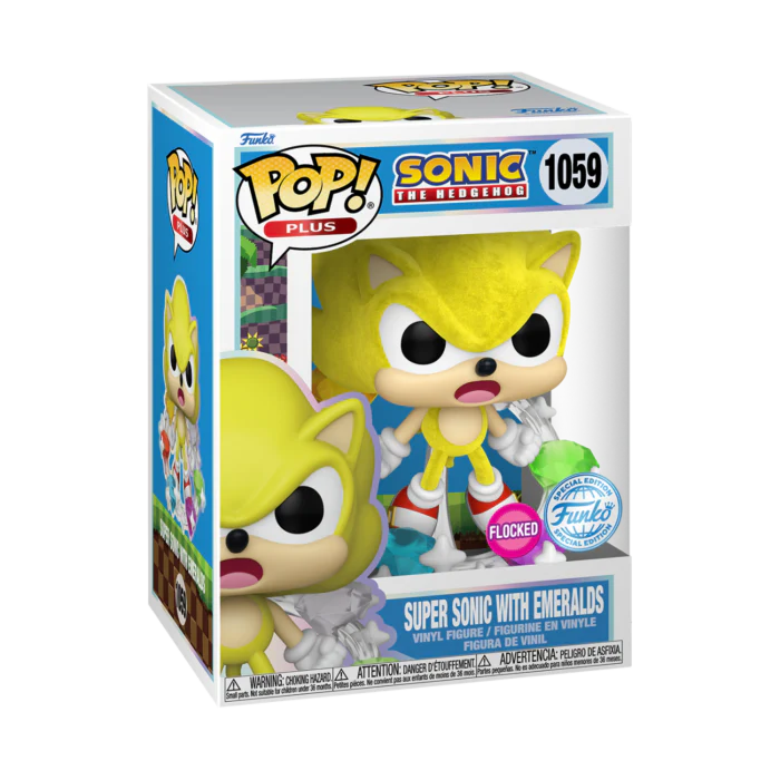 Sonic - Super Sonic with Emeralds US Exclusive Flocked Pop! Vinyl - Image 2