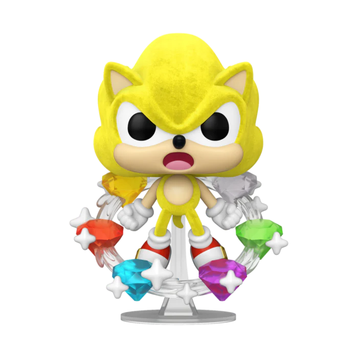 Sonic - Super Sonic with Emeralds US Exclusive Flocked Pop! Vinyl - Image 3