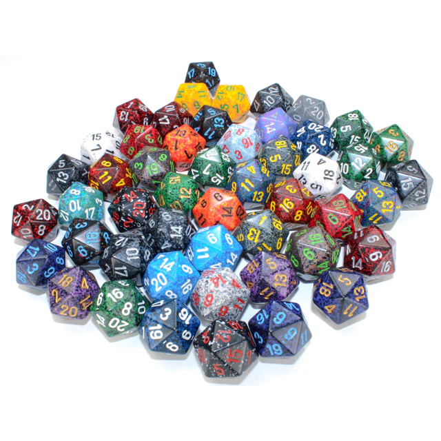 Speckled Bag of 50 Assorted Polyhedral d20
