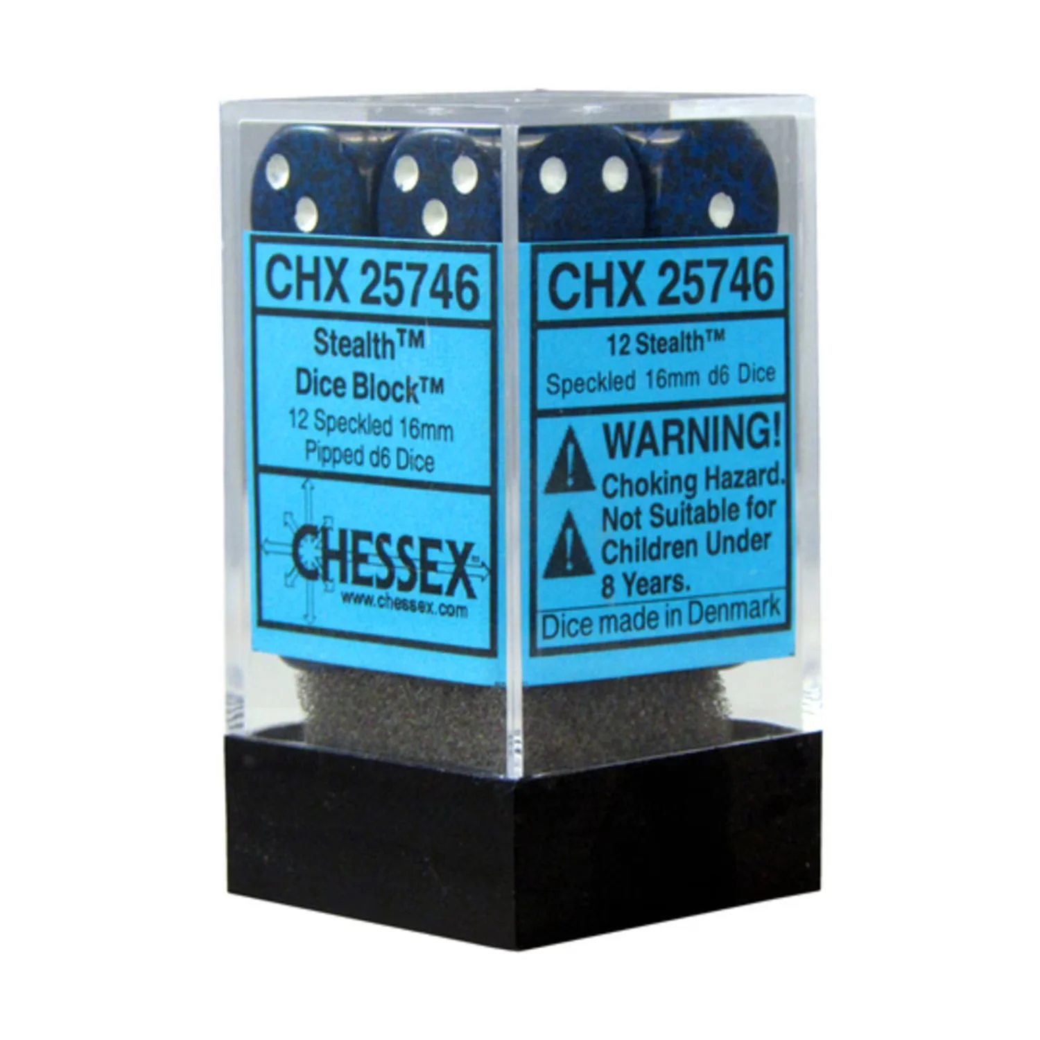Speckled Stealth 16mm d6 Dice Block - 12 dice - CHX 25746