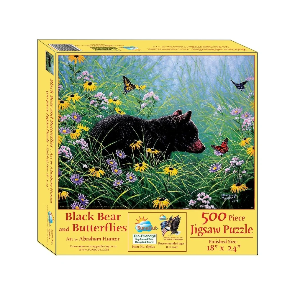 Sunsout - Black Bear & Butterflies 500 Piece Puzzle