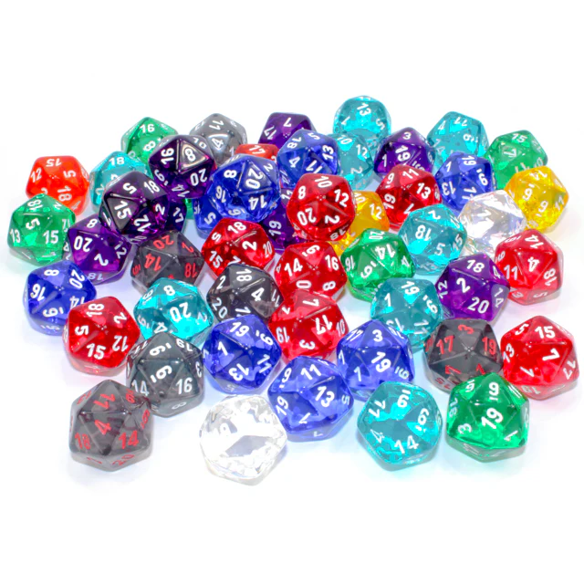 Translucent Bag of 50 Assorted Polyhedral d20