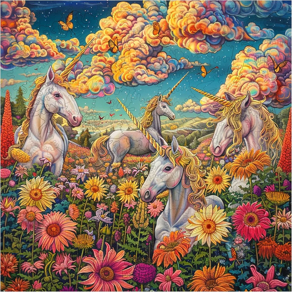 Trippy Puzzles - 300 Piece Wood Jigsaw Unicorn Utopia
