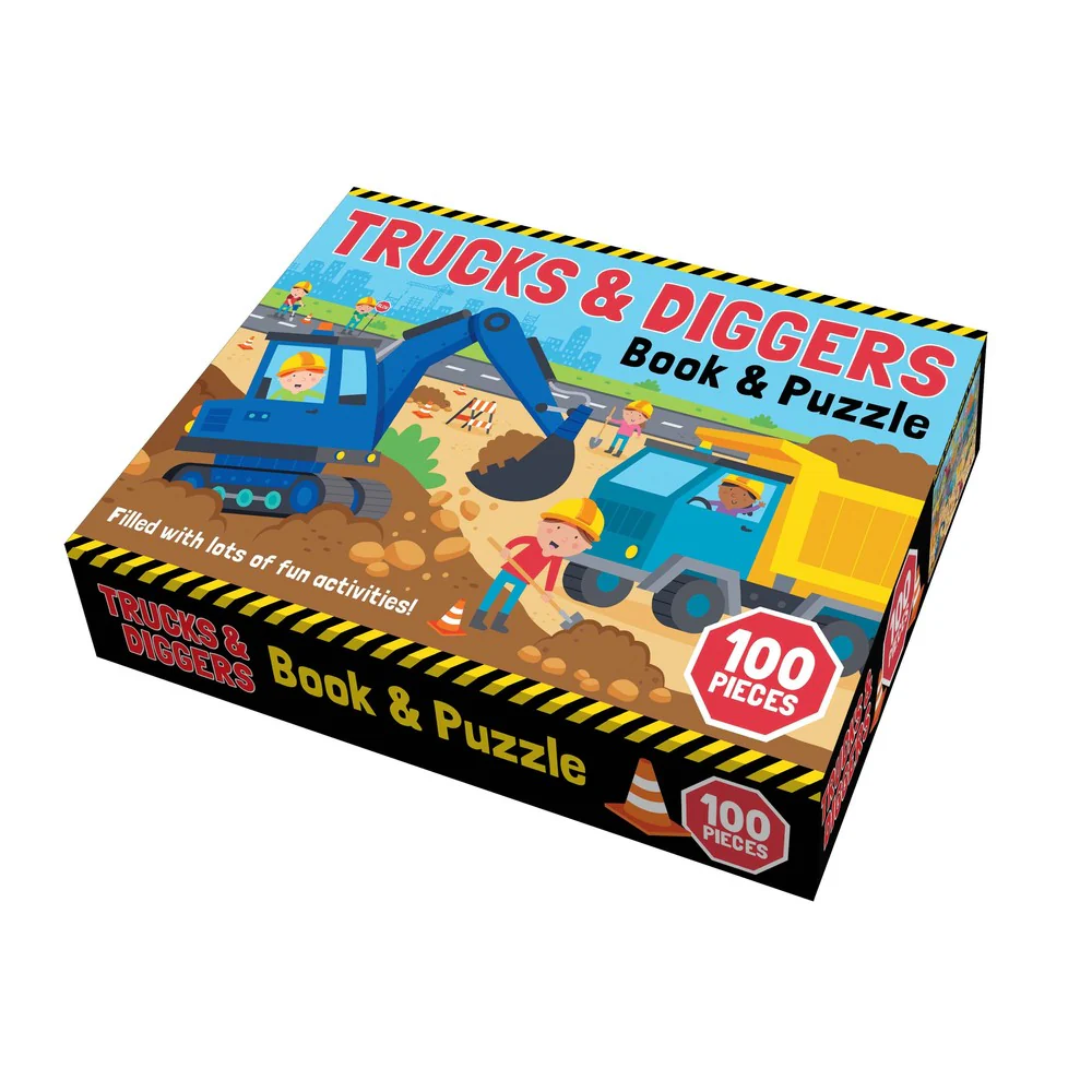 Trucks & Diggers Book & Puzzle