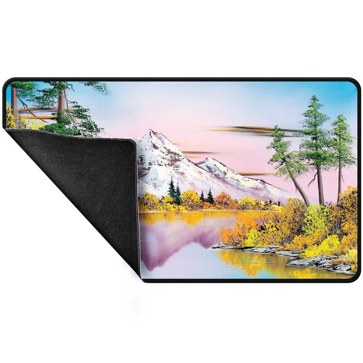 Ultra Pro: Bob Ross Mighty Mountain Lake Black Stitched Playmat - Image 3
