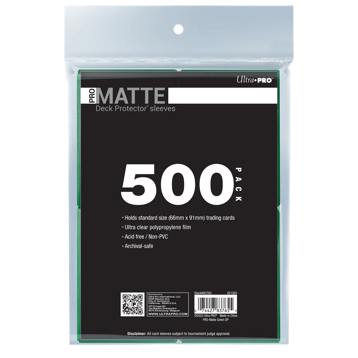 Ultra Pro PRO-Matte Standard Deck Protector Sleeves 500-Piece Set - Green - Image 2
