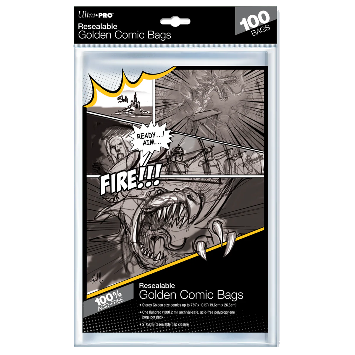 Ultra Pro UP82228 Golden Age Size Resealable Comic Bags 100-Piece Set 7-3/4-Inch x 10-1/2-Inch