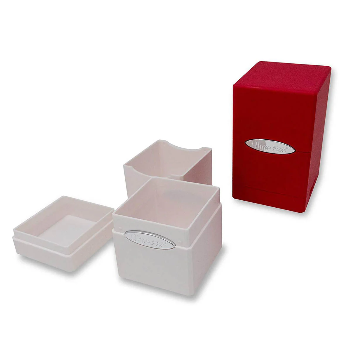 Ultra PRO UP85570 Satin Tower AMZ Deck Boxes 2-Piece Set - White/Red - Image 2