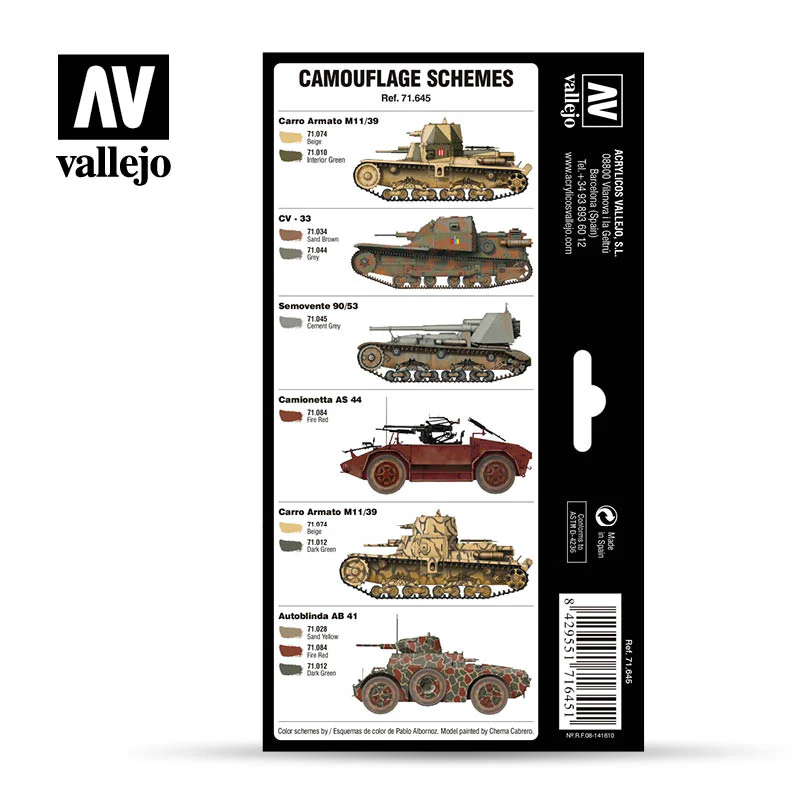 Vallejo Model Air 1930-1944 Italian WWII Regio Esercito Camo Colour Set of 8 x 17ml - Image 2
